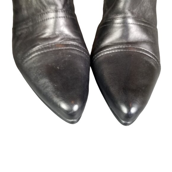 Black fur lined Italian Leather Tall boots with super adjustable calf size 7 - Picture 10 of 15